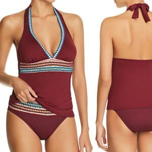 NWT La Blanca halter tankini and matching bottom swimwear.  Size 16